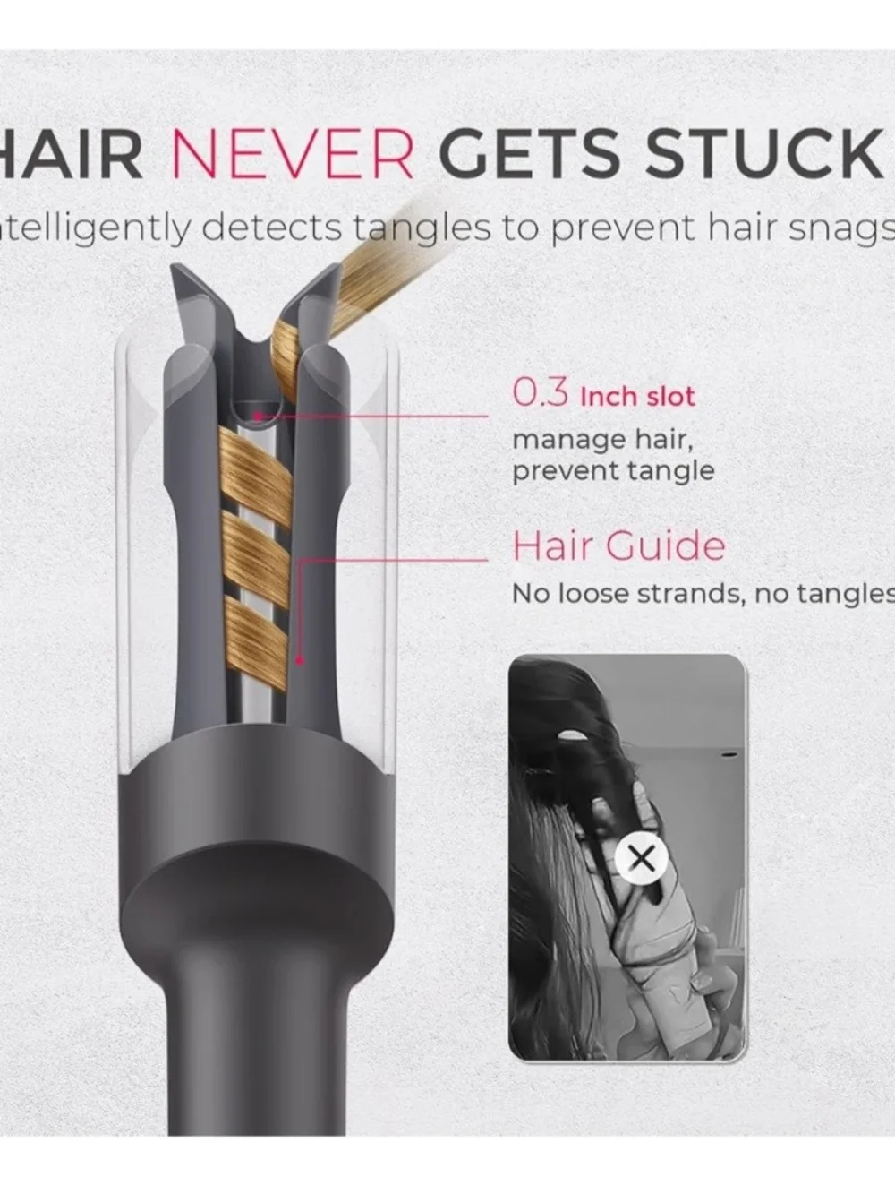 TYMO CURLPRO Automatic Rotating Curling Iron - Beach Waves Curling Wand 1 Inch